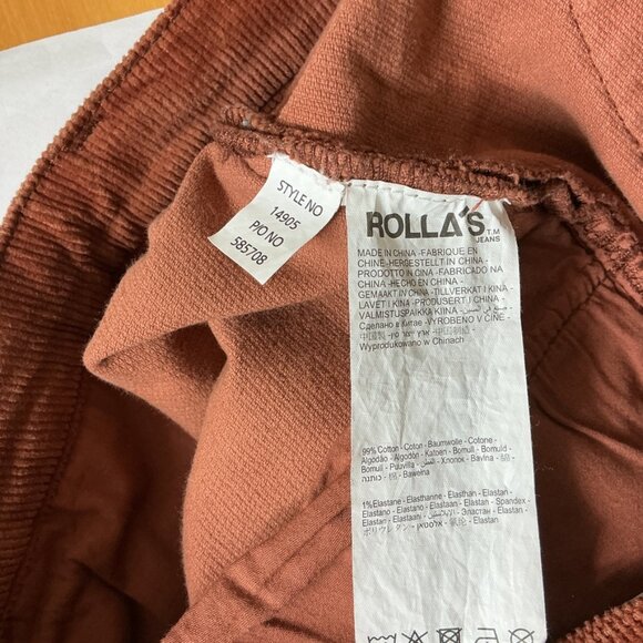 Rolla's Brown Original High Rise Straight Corduroy Pants AU 9 US 27 - Picture 5 of 5